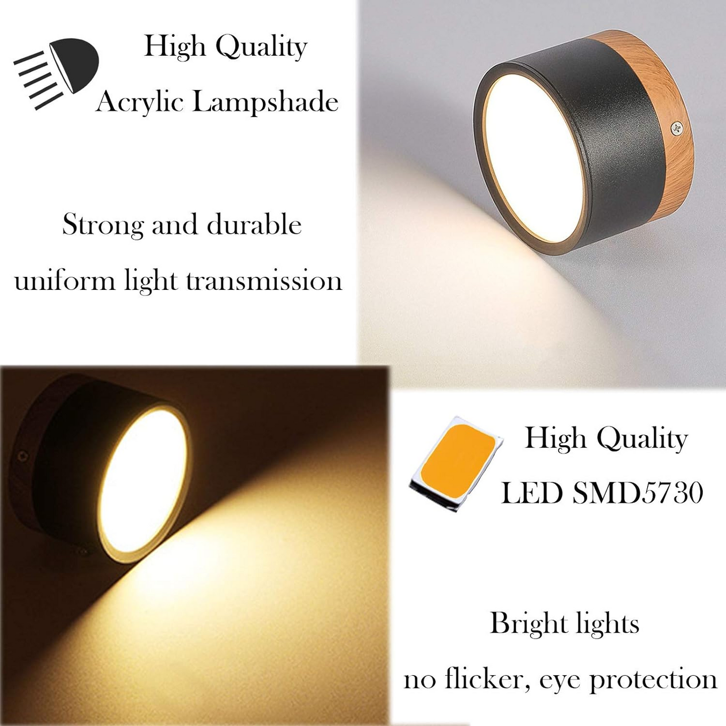 Modern Cylinder Surface Mounted Downlight Aluminium & Wood