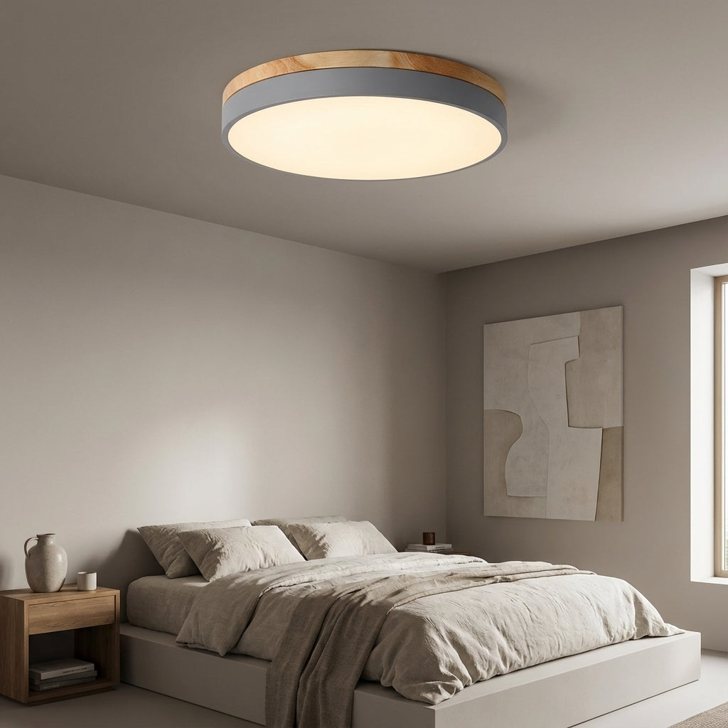 Modern LED Flush Mount Ceiling Light Fixture with Acrylic Finish - Elegant Illumination for Stylish Bedrooms