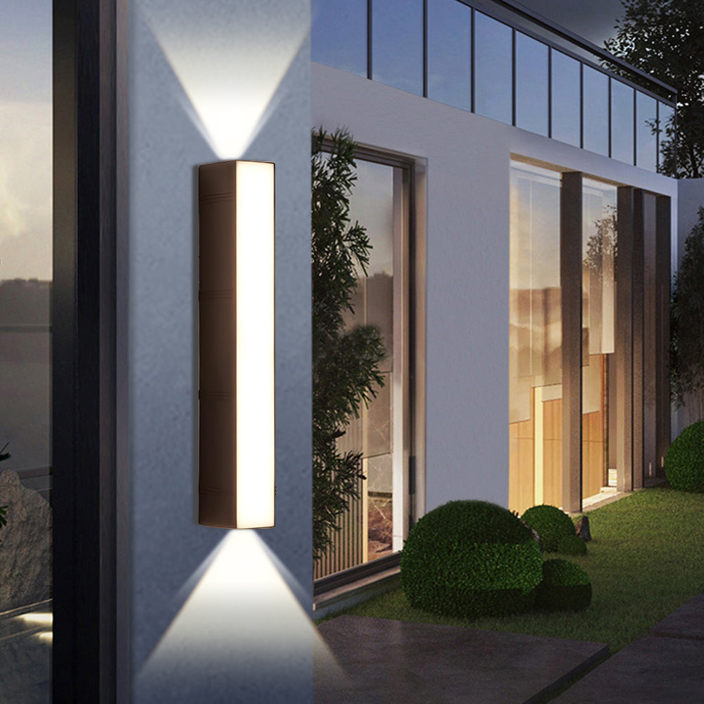 Modern LED Up/Down Outdoor Wall Light - Black Aluminium