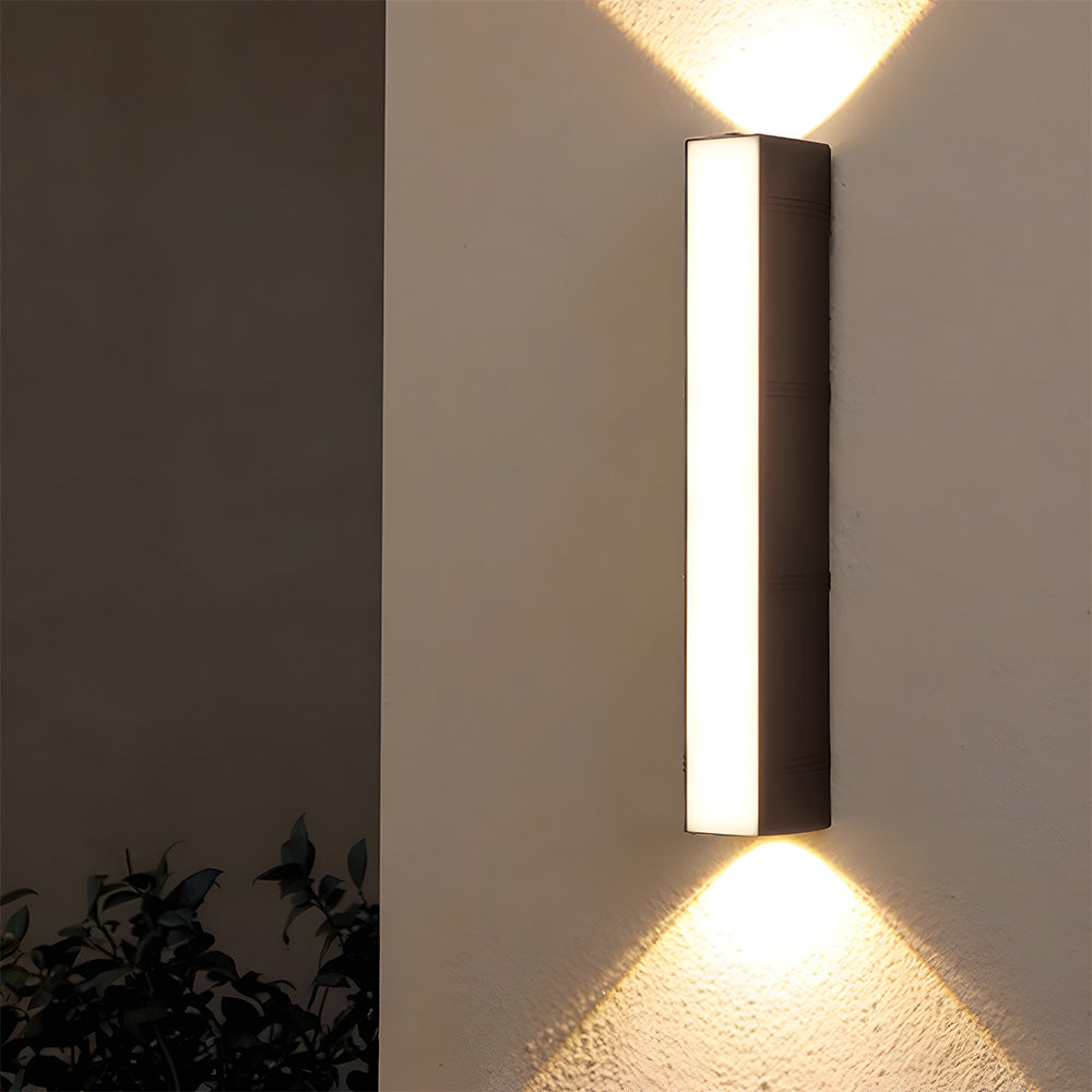 Modern LED Up/Down Outdoor Wall Light - Black Aluminium