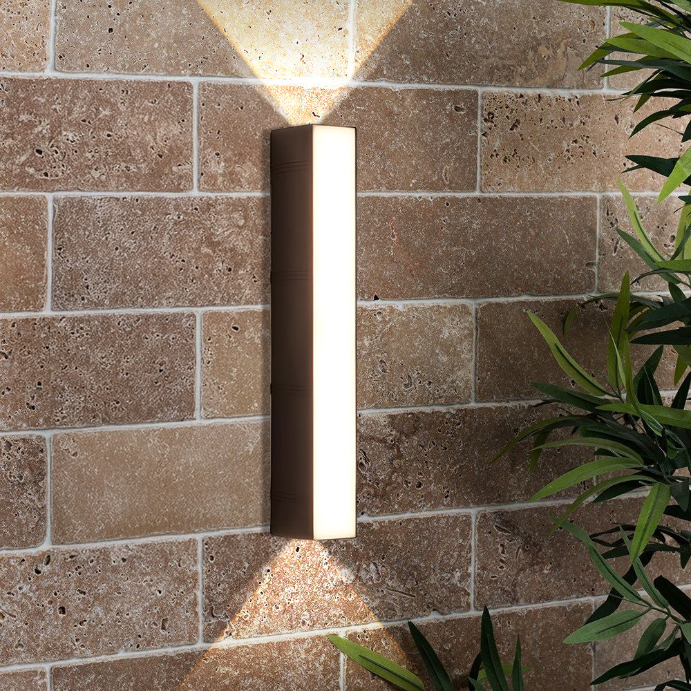 Modern LED Up/Down Outdoor Wall Light - Black Aluminium