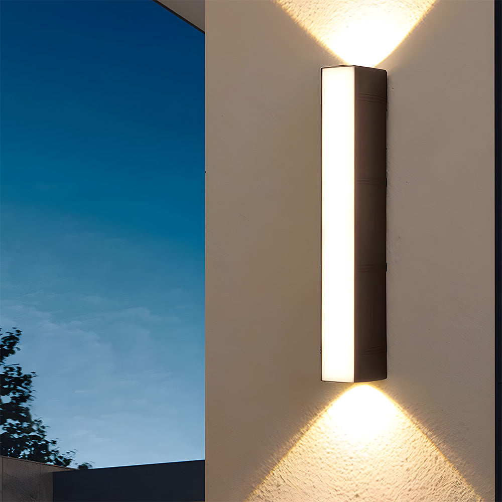 Modern LED Up/Down Outdoor Wall Light - Black Aluminium