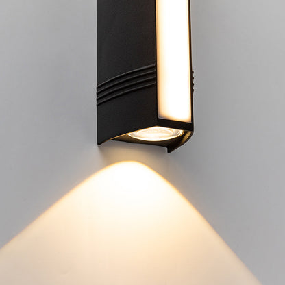 Modern LED Up/Down Outdoor Wall Light - Black Aluminium