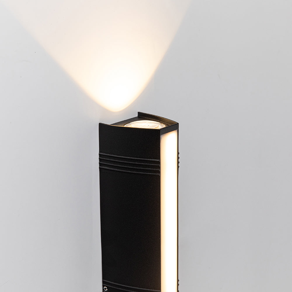 Modern LED Up/Down Outdoor Wall Light - Black Aluminium