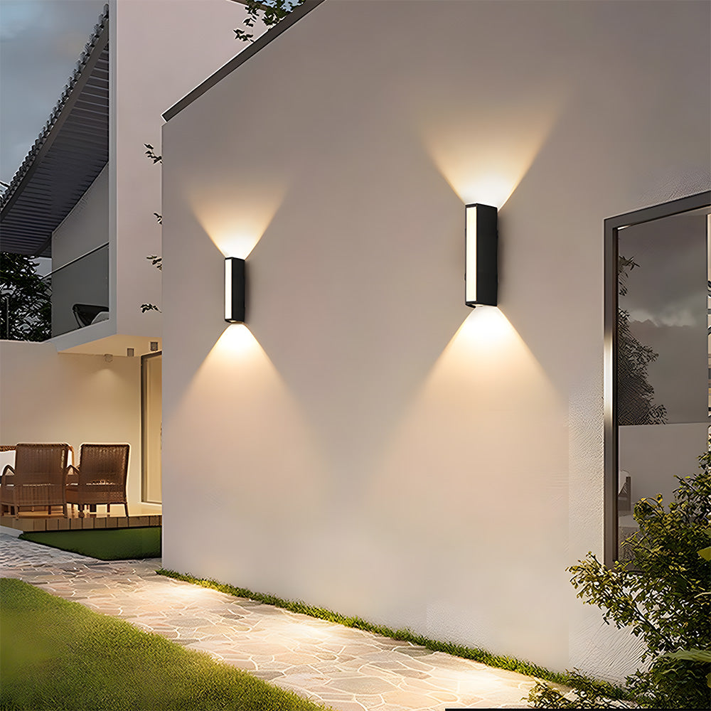 Modern LED Up/Down Outdoor Wall Light - Black Aluminium