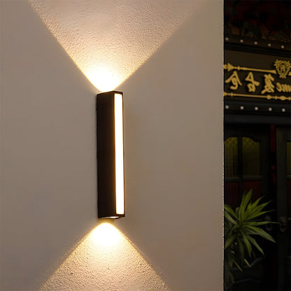 Modern LED Up/Down Outdoor Wall Light - Black Aluminium