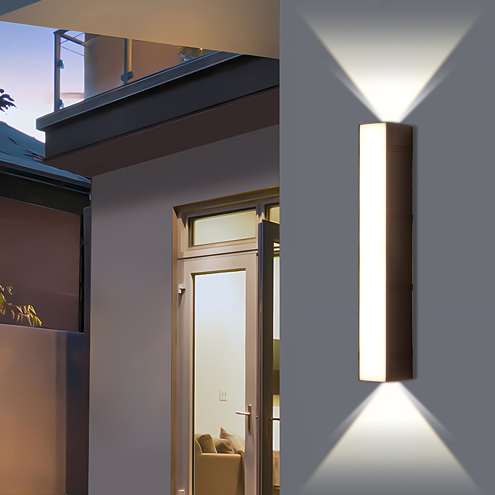 Modern LED Up/Down Outdoor Wall Light - Black Aluminium