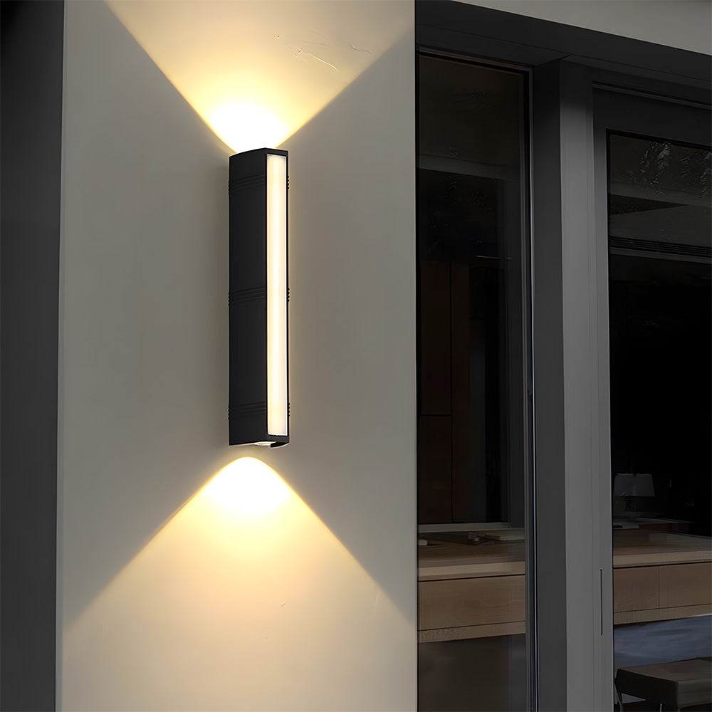 Modern LED Up/Down Outdoor Wall Light - Black Aluminium