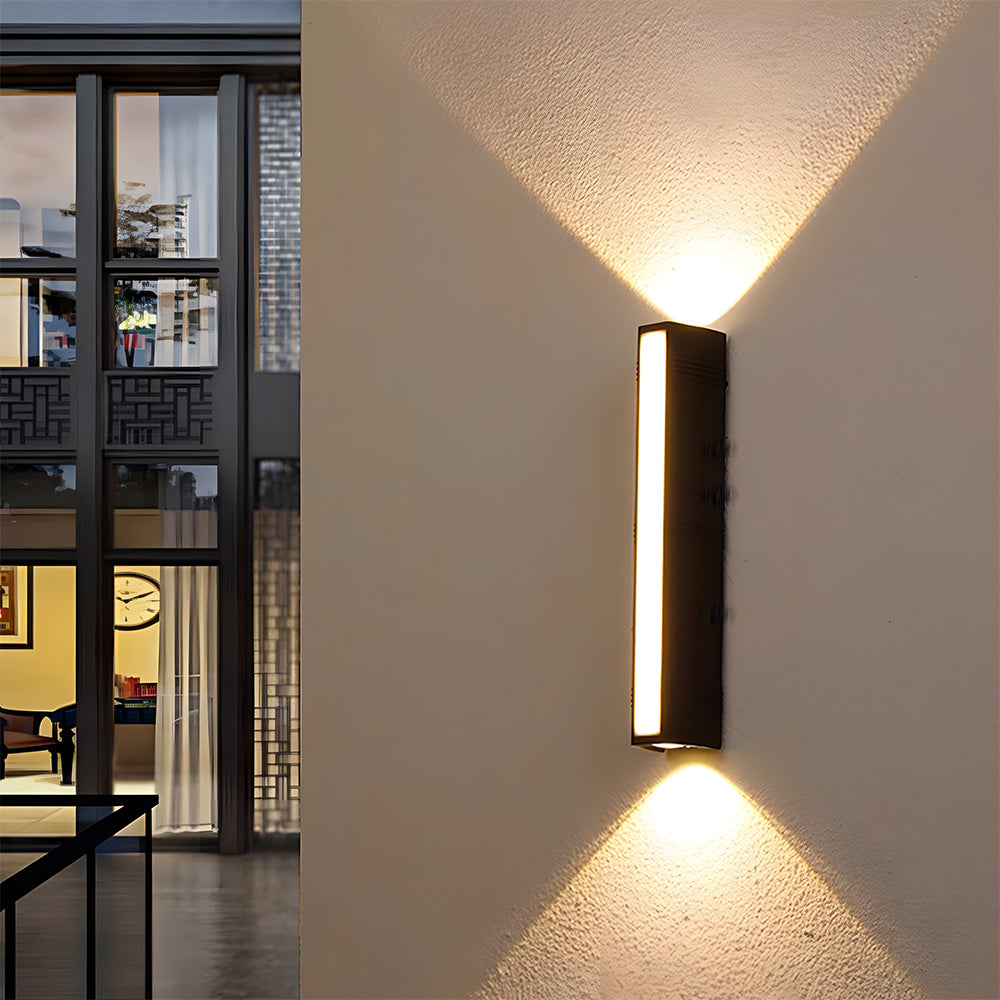 Modern LED Up/Down Outdoor Wall Light - Black Aluminium