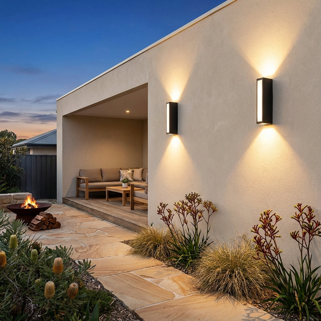 Modern LED Up/Down Outdoor Wall Light - Black Aluminium