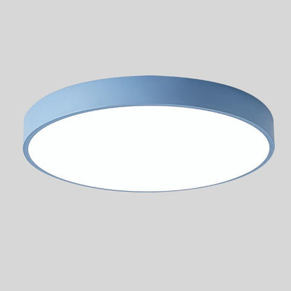 Modern Macaron Circular Ceiling Lamp - Timber Accented Interior Light