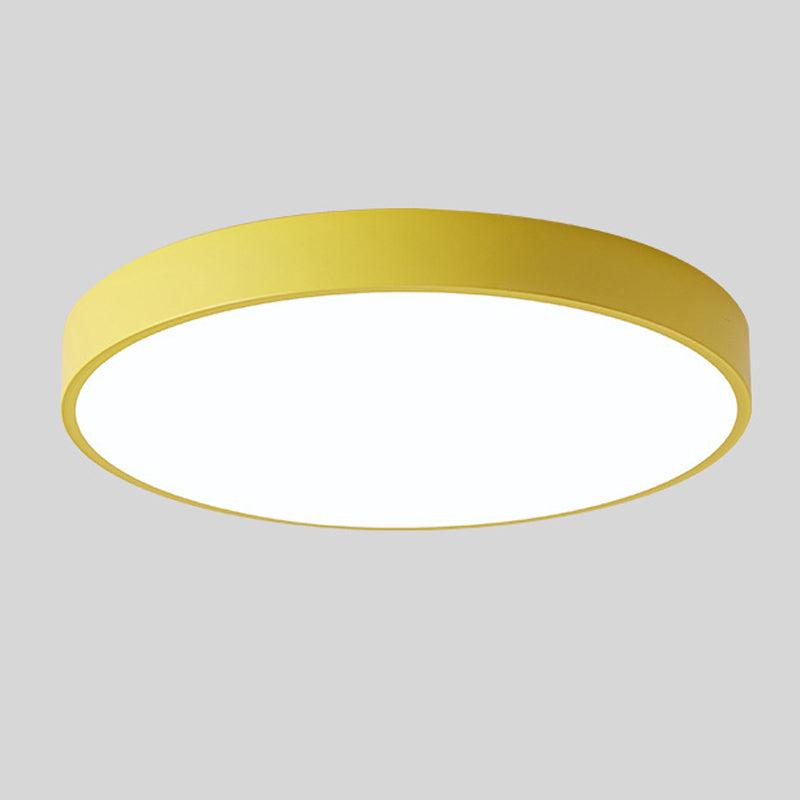 Modern Macaron Circular Ceiling Lamp - Timber Accented Interior Light