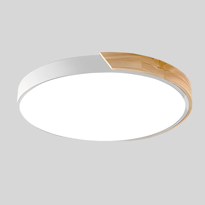 Modern Macaron Circular Ceiling Lamp - Timber Accented Interior Light