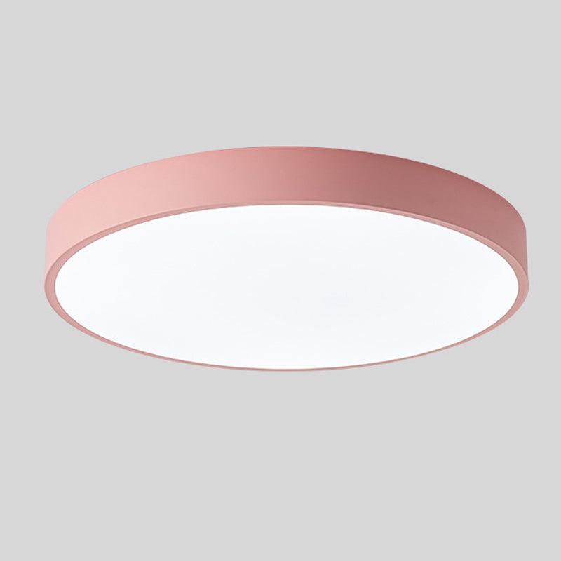 Modern Macaron Circular Ceiling Lamp - Timber Accented Interior Light