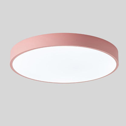 Modern Macaron Circular Ceiling Lamp - Timber Accented Interior Light