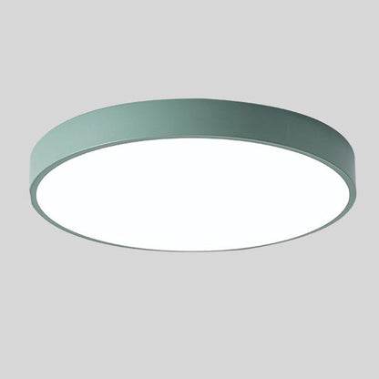 Modern Macaron Circular Ceiling Lamp - Timber Accented Interior Light