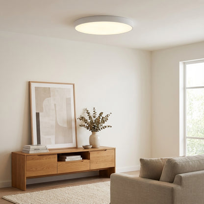 Modern Macaron Circular Ceiling Lamp - Timber Accented Interior Light