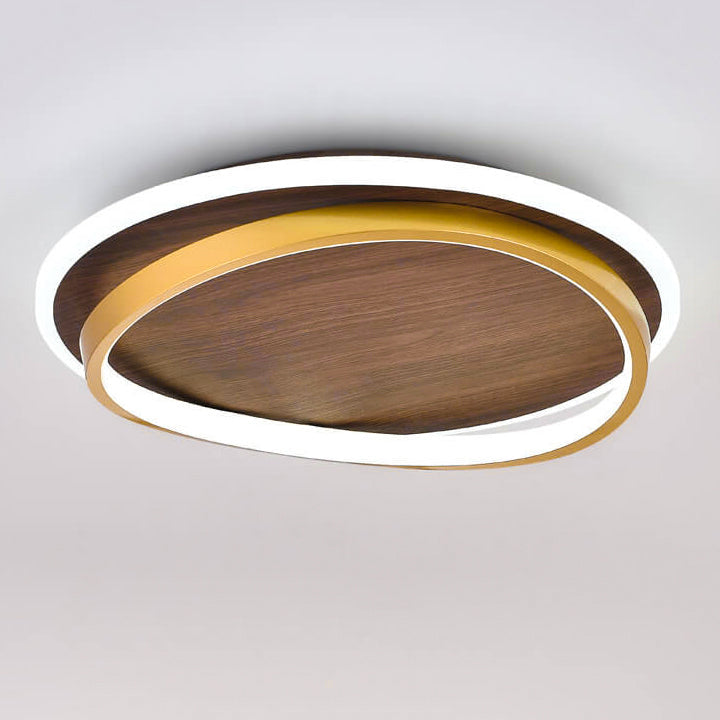 Nordic Walnut Grain LED Ceiling Light - Flush Mount