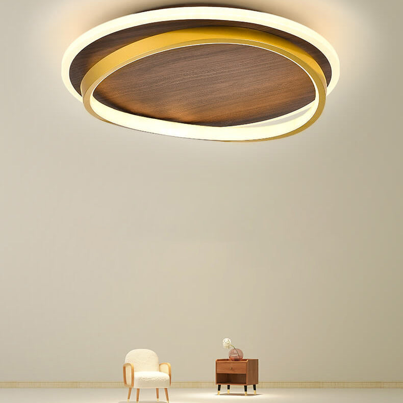 Nordic Walnut Grain LED Ceiling Light - Flush Mount