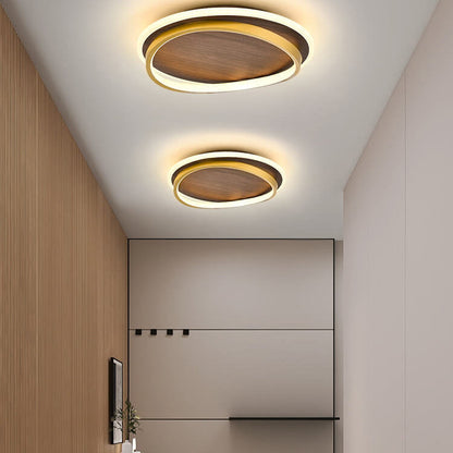 Nordic Walnut Grain LED Ceiling Light - Flush Mount