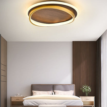 Nordic Walnut Grain LED Ceiling Light - Flush Mount