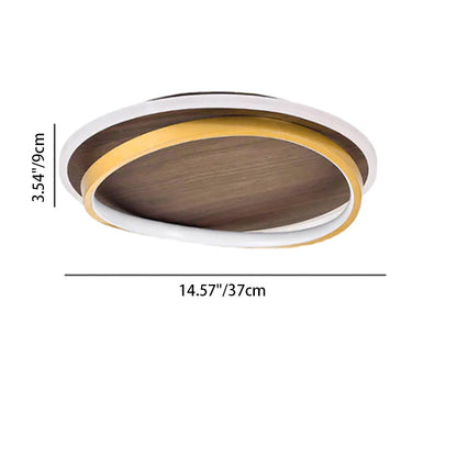 Nordic Walnut Grain LED Ceiling Light - Flush Mount