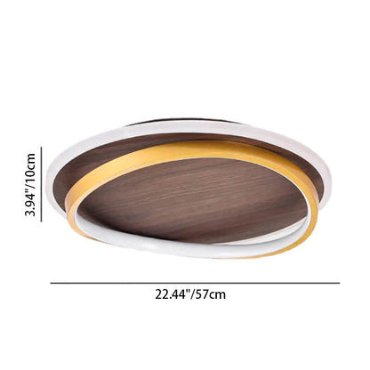 Nordic Walnut Grain LED Ceiling Light - Flush Mount