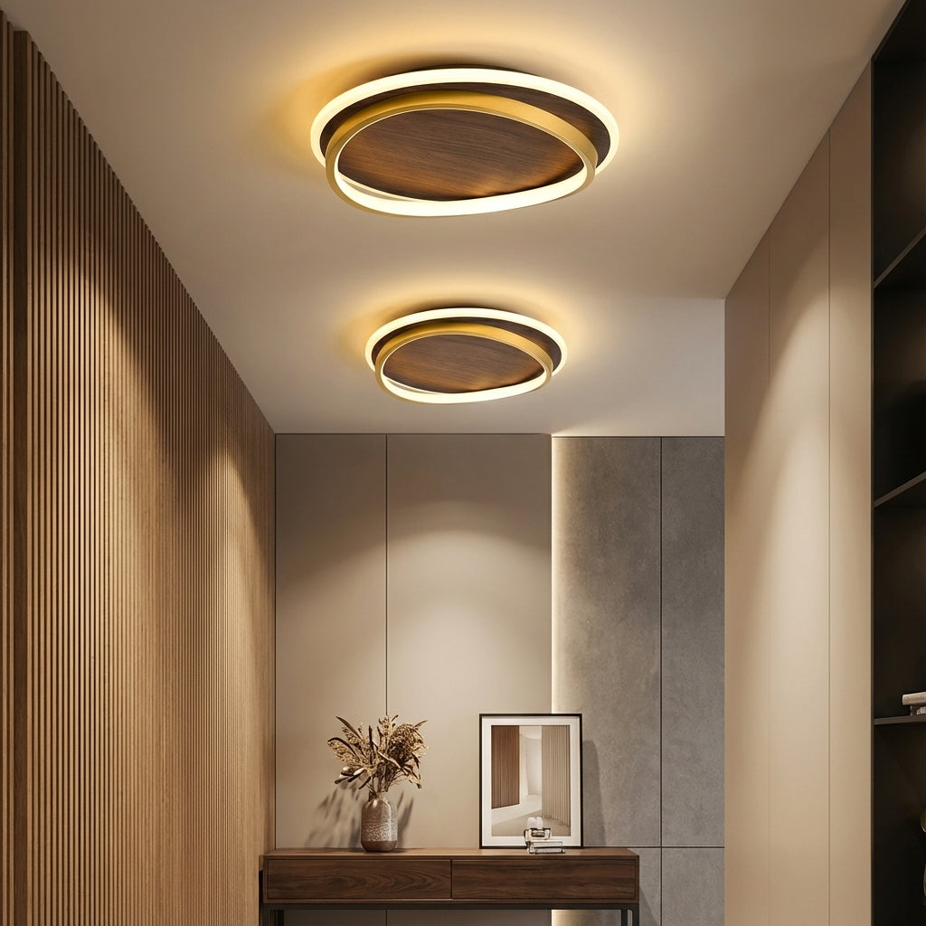 Nordic Walnut Grain LED Ceiling Light - Flush Mount