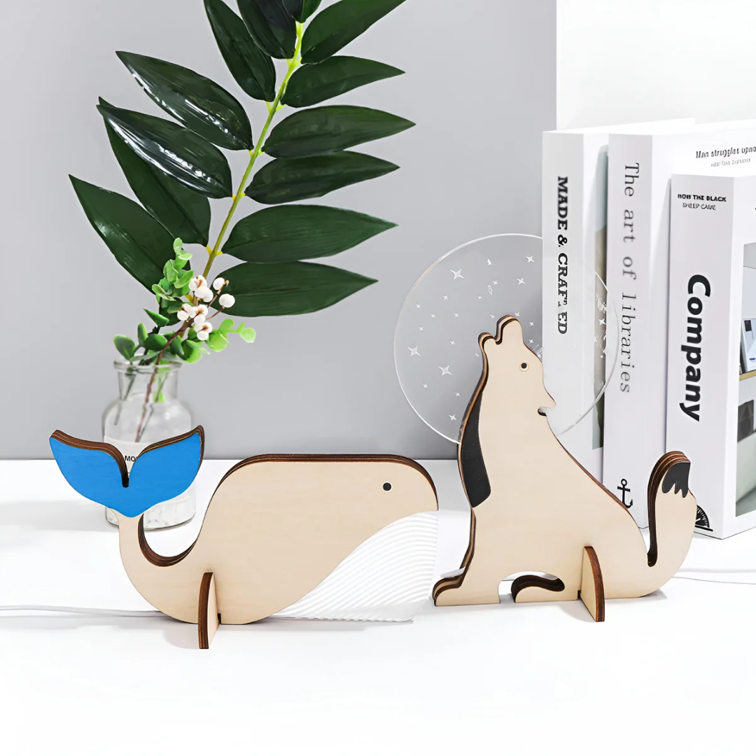 Nordic Wooden Animal LED Lamp - USB Powered