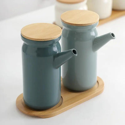 Nordic Ceramic Seasoning Bottle | Ceramic & Wood 1
