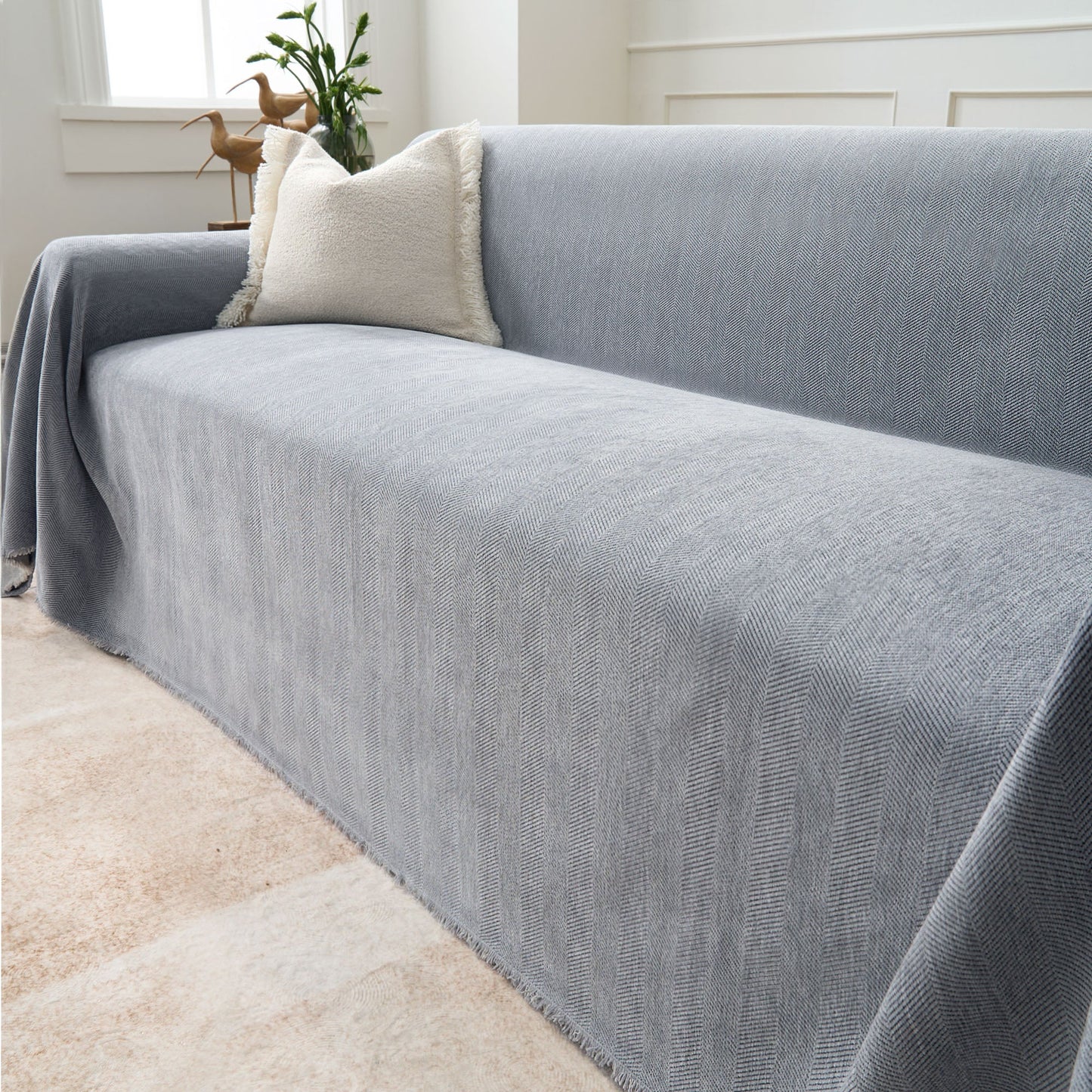Pet Friendly Herringbone Sofa Cover - Durable Protector