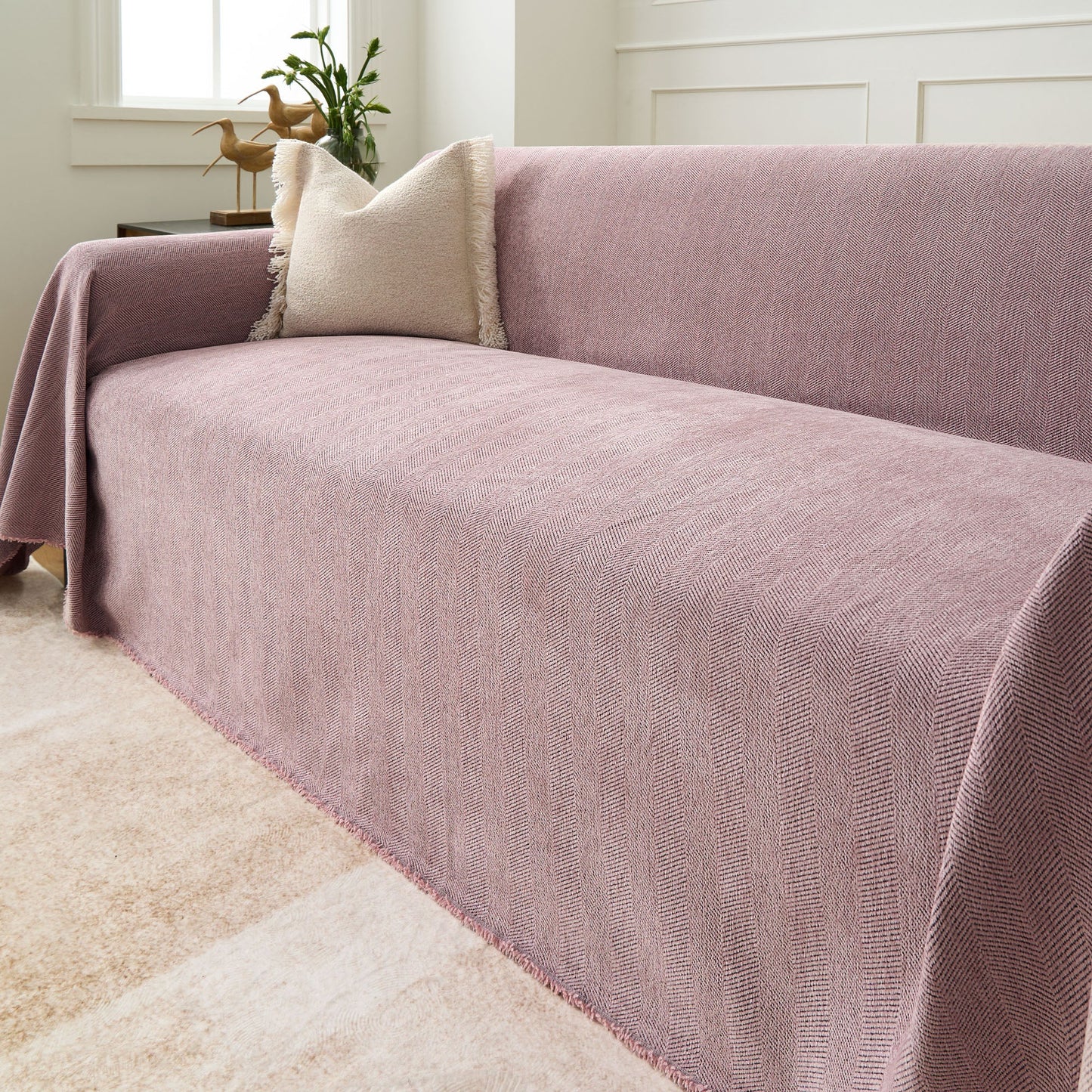 Pet Friendly Herringbone Sofa Cover - Durable Protector