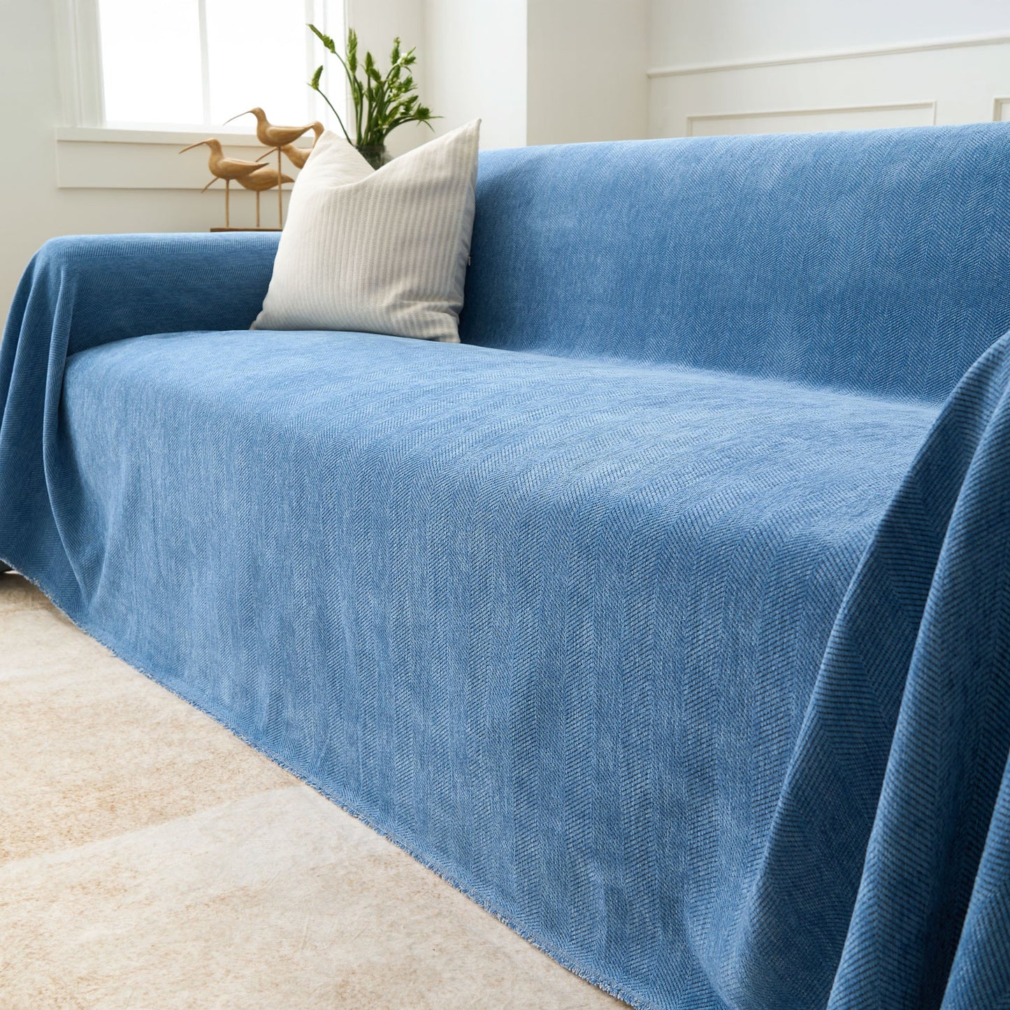 Pet Friendly Herringbone Sofa Cover - Durable Protector