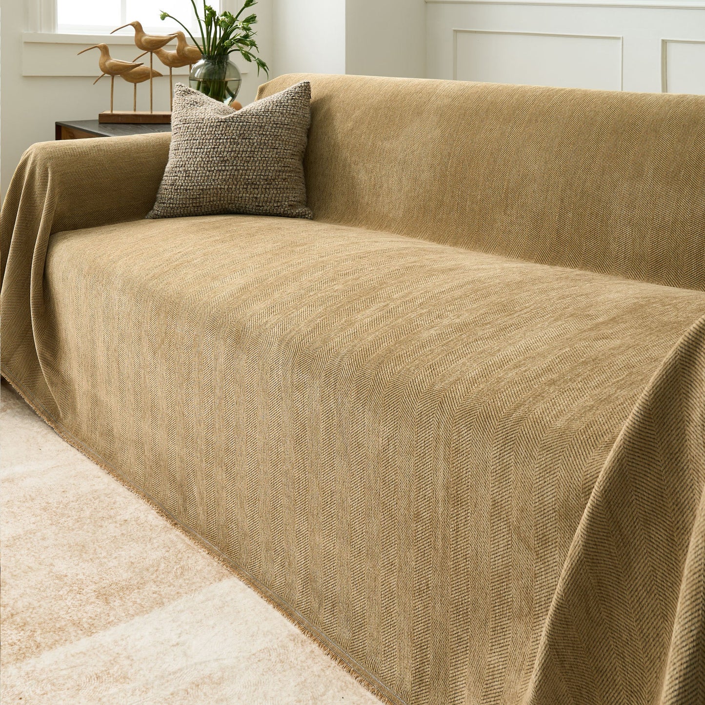 Pet Friendly Herringbone Sofa Cover - Durable Protector