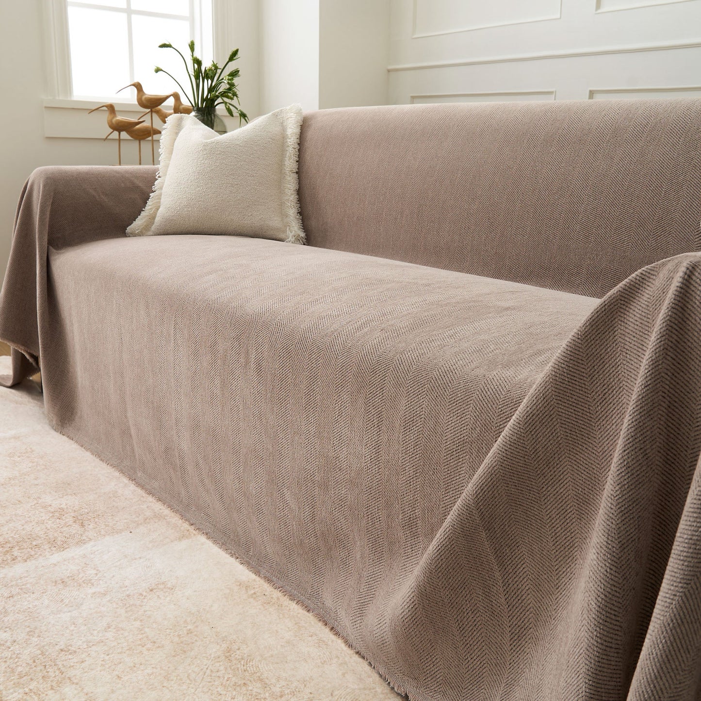 Pet Friendly Herringbone Sofa Cover - Durable Protector