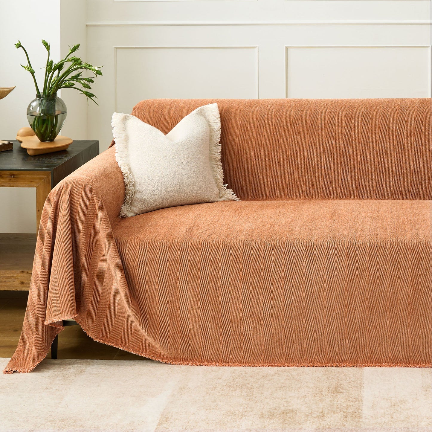 Pet Friendly Herringbone Sofa Cover - Durable Protector