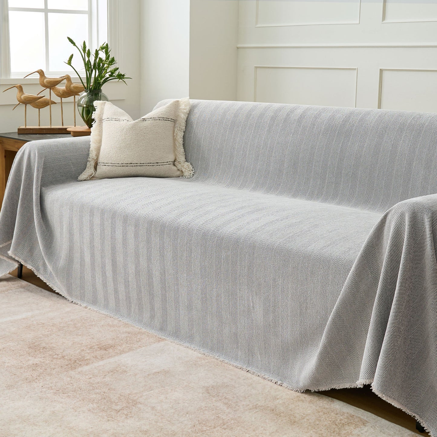 Pet Friendly Herringbone Sofa Cover - Durable Protector