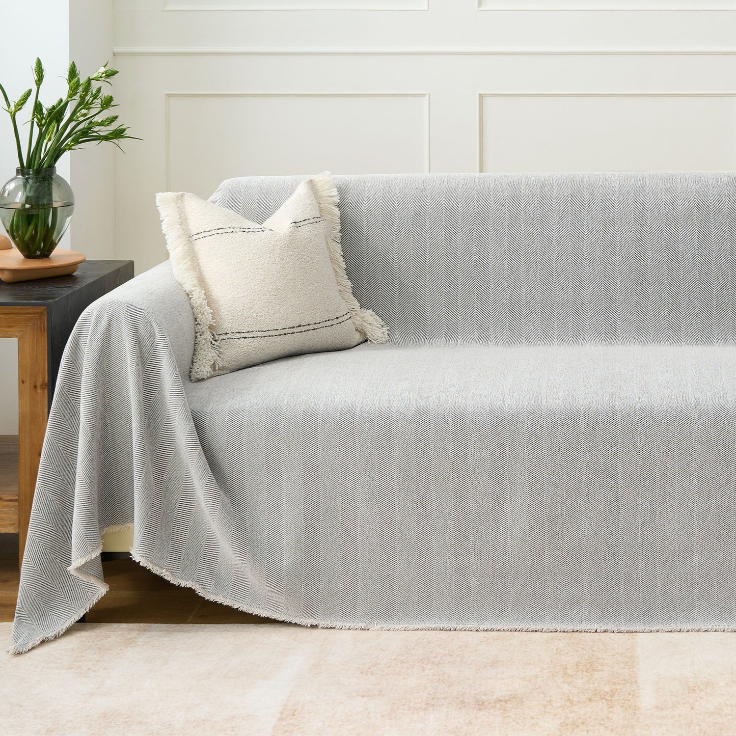 Pet Friendly Herringbone Sofa Cover - Durable Protector