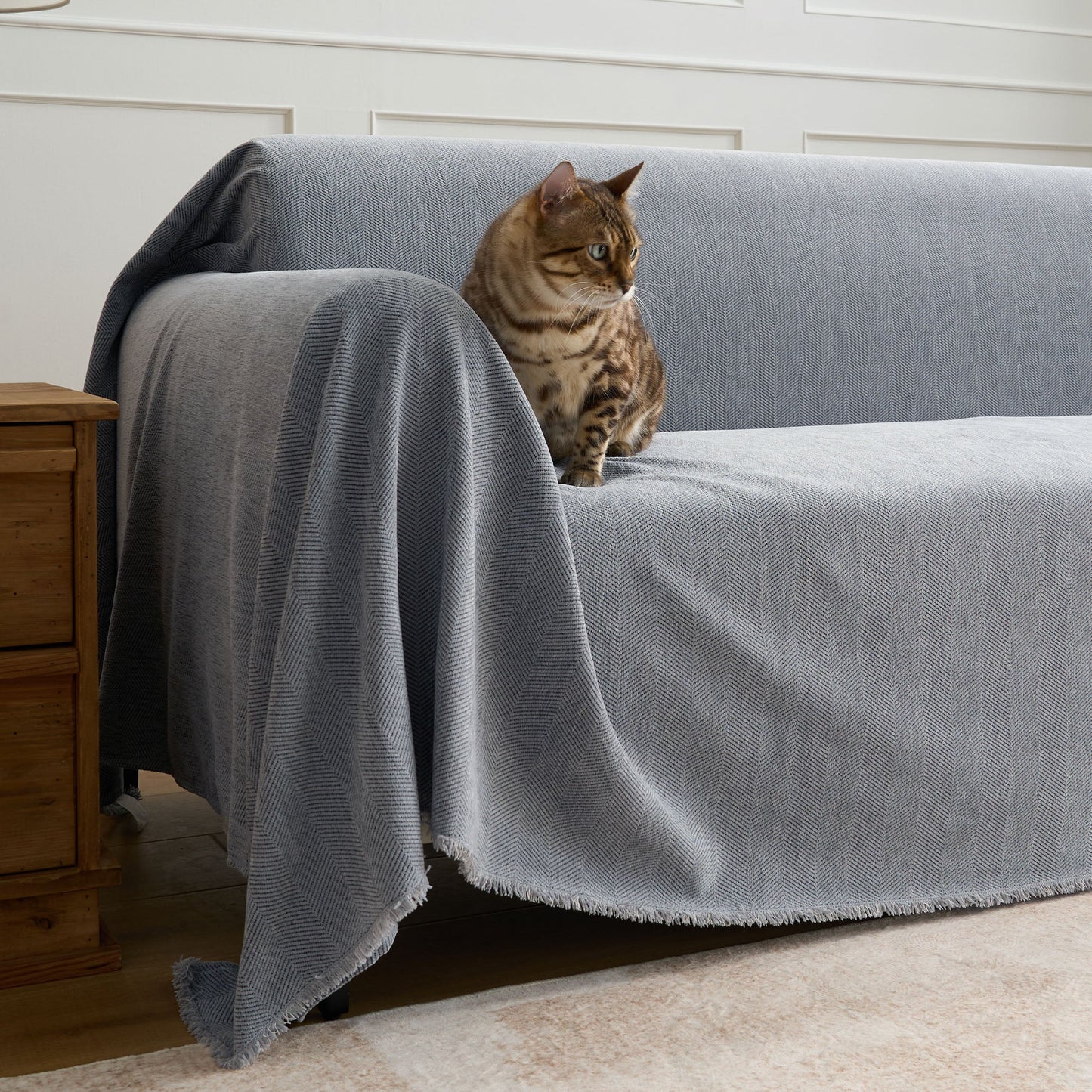 Pet Friendly Herringbone Sofa Cover - Durable Protector