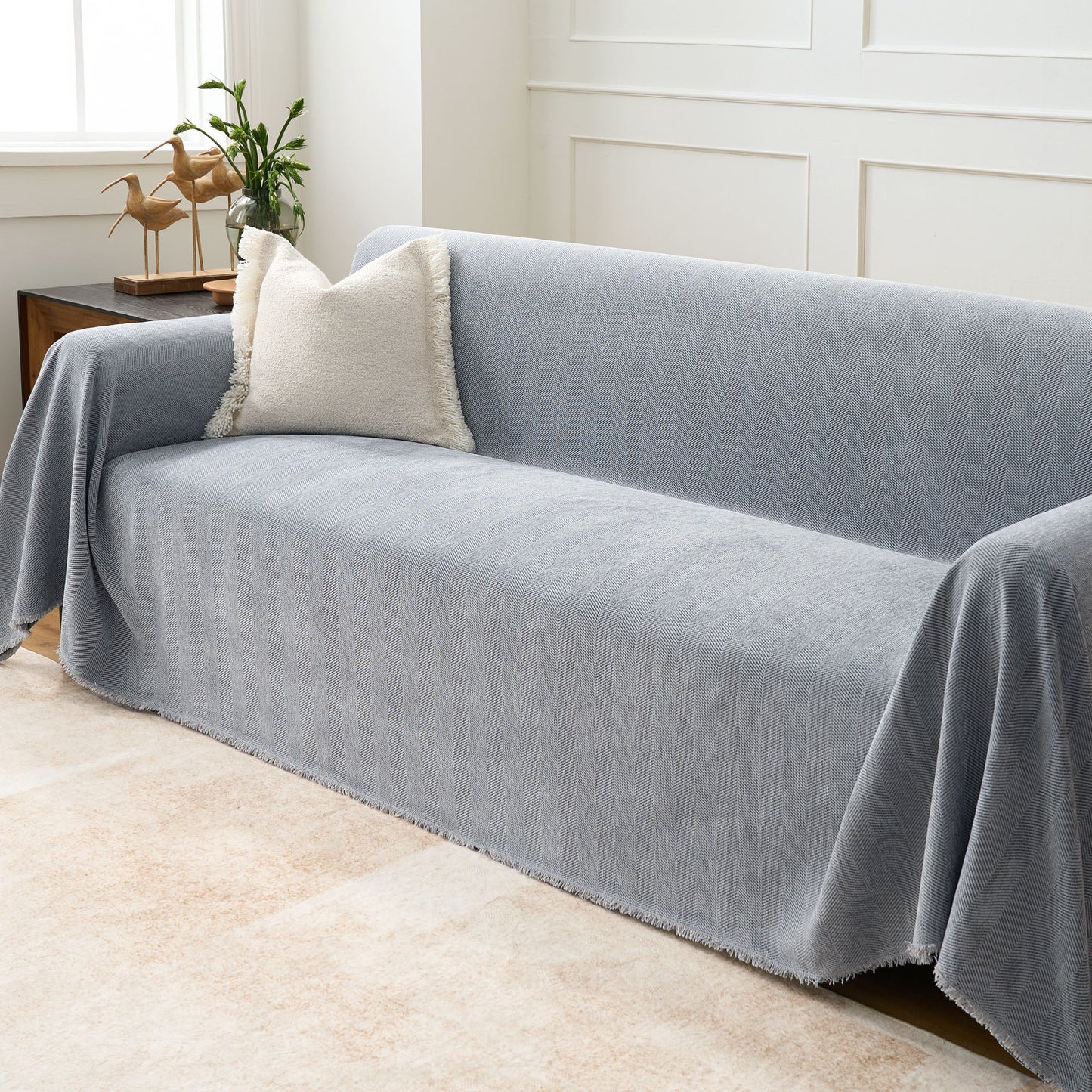 Pet Friendly Herringbone Sofa Cover - Durable Protector