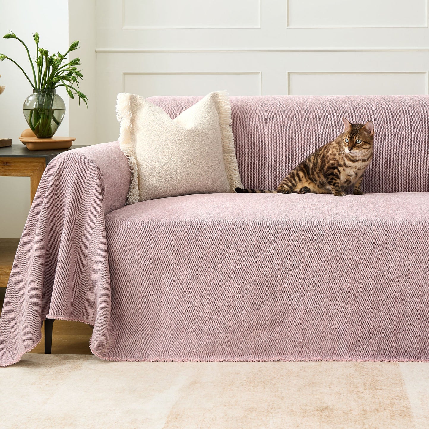 Pet Friendly Herringbone Sofa Cover - Durable Protector