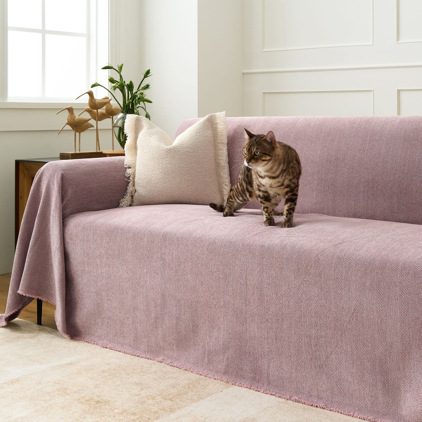 Pet Friendly Herringbone Sofa Cover - Durable Protector