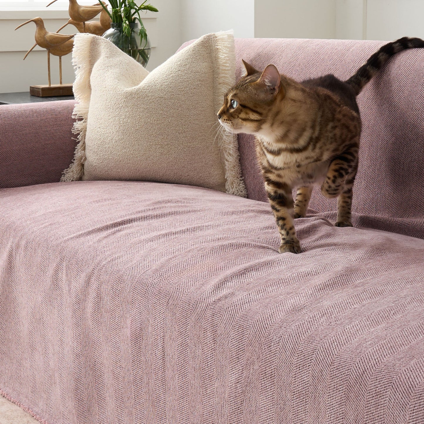 Pet Friendly Herringbone Sofa Cover - Durable Protector