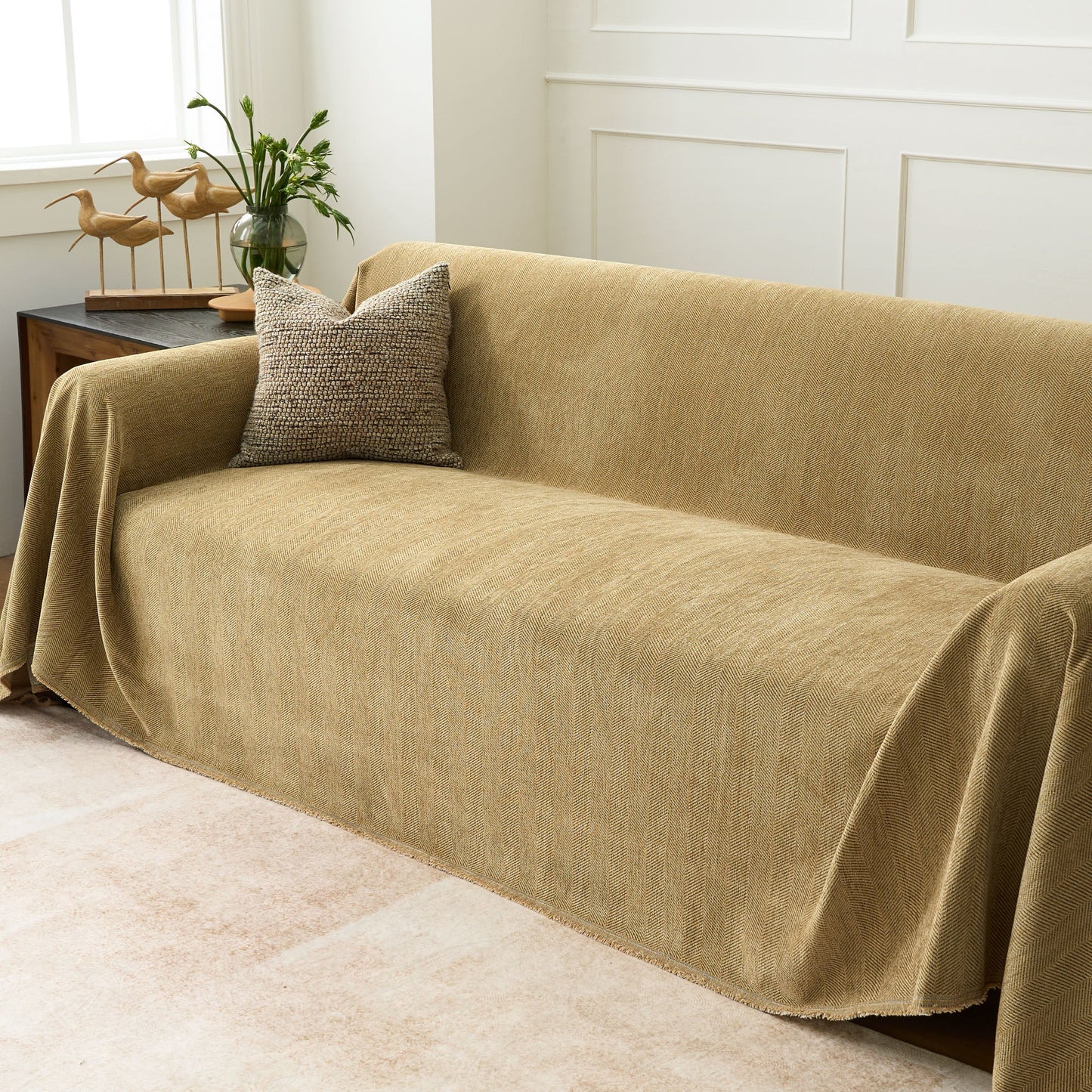 Pet Friendly Herringbone Sofa Cover - Durable Protector