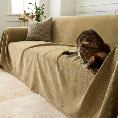 Pet Friendly Herringbone Sofa Cover - Durable Protector