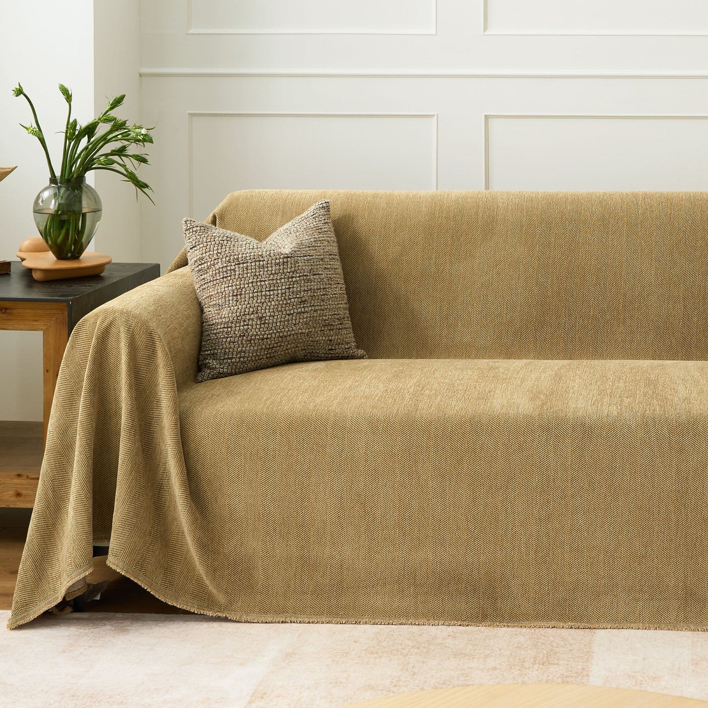 Pet Friendly Herringbone Sofa Cover - Durable Protector