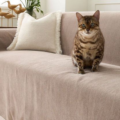 Pet Friendly Herringbone Sofa Cover - Durable Protector