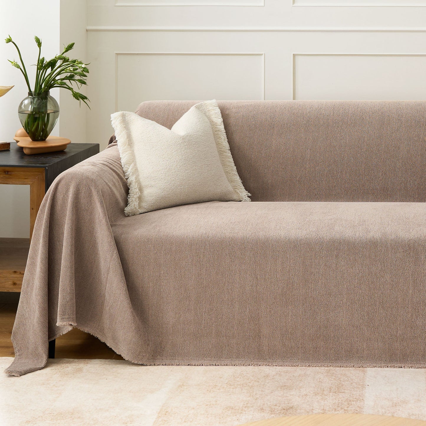 Pet Friendly Herringbone Sofa Cover - Durable Protector