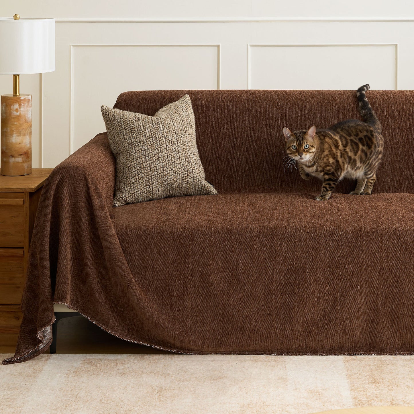 Pet Friendly Herringbone Sofa Cover - Durable Protector