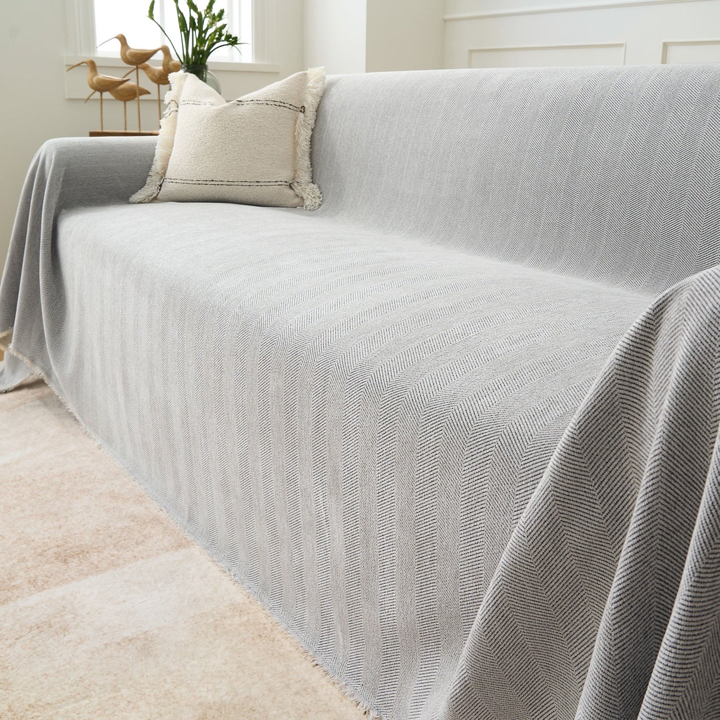 Pet Friendly Herringbone Sofa Cover - Durable Protector